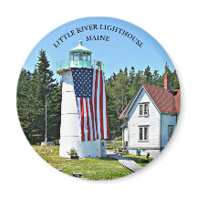 Farol de Pequeno Rio, Maine Round Magnet