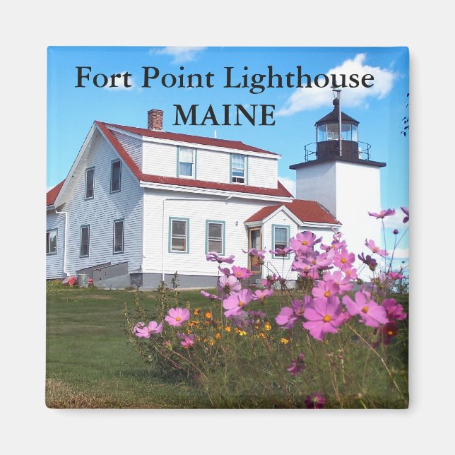 Imã Farol Fort Point, Maine Magnet (Frente)