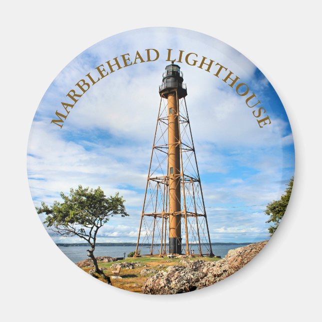 Imã Farol Marblehead, Massachusetts Round Magnet (Frente)
