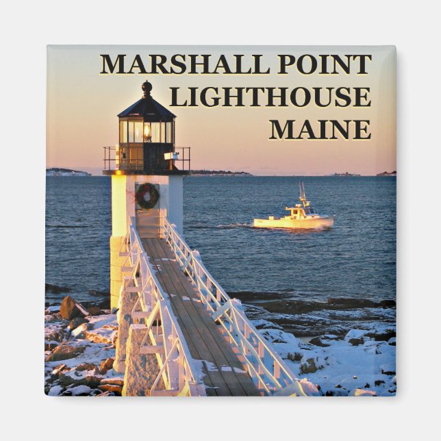 Imã Farol Marshall Point, Port Clyde Maine Magnet (Frente)