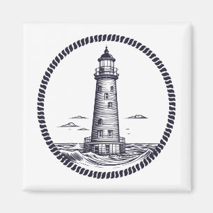 Imã Farol no mar em armação de corda redonda