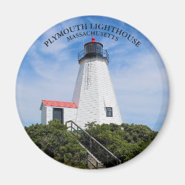 Imã Farol Plymouth, Massachusetts Round Magnet
