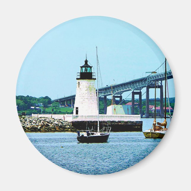 Imã Farol, Ponte e Barcos, Newport, RI (Frente)