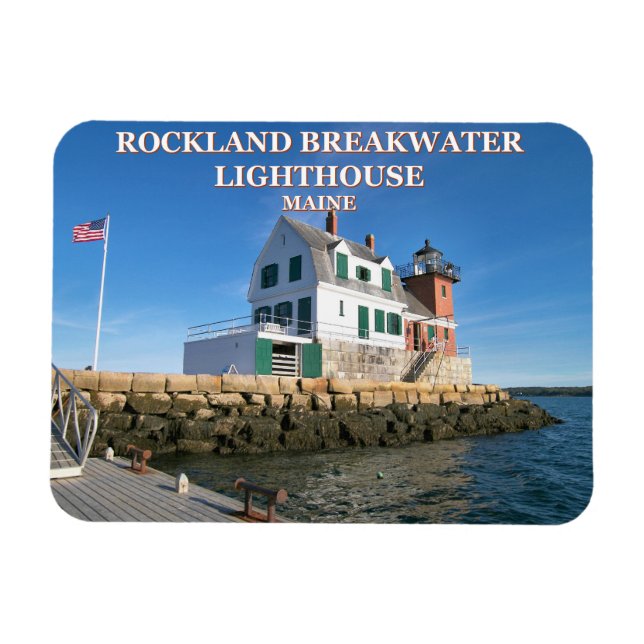 Ímã Farol Rockland Breakwater, Maine Photo Magnet (Horizontal)