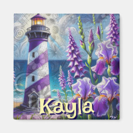 Imã Farol Roxo com Foxglove & Iris Personalizado