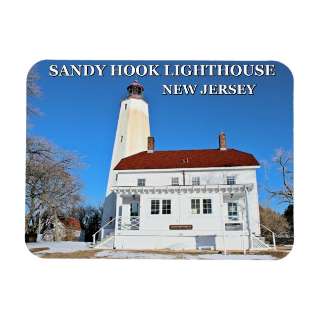 Ímã Farol Sandy Hook, Magnet Fotográfico de Nova Jerse (Horizontal)