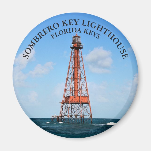 Imã Farol Sombrero Key Flórida Keys Round Magnet (Frente)
