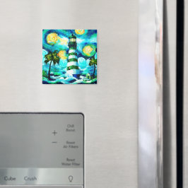 Imã Farol tropical e Palmeiras Verdes