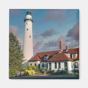 Imã Farol Wind Point no lago Michigan