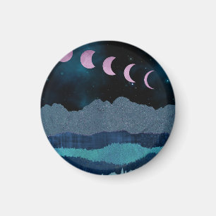 Imã Fases da Lua Rosa na Paisagem