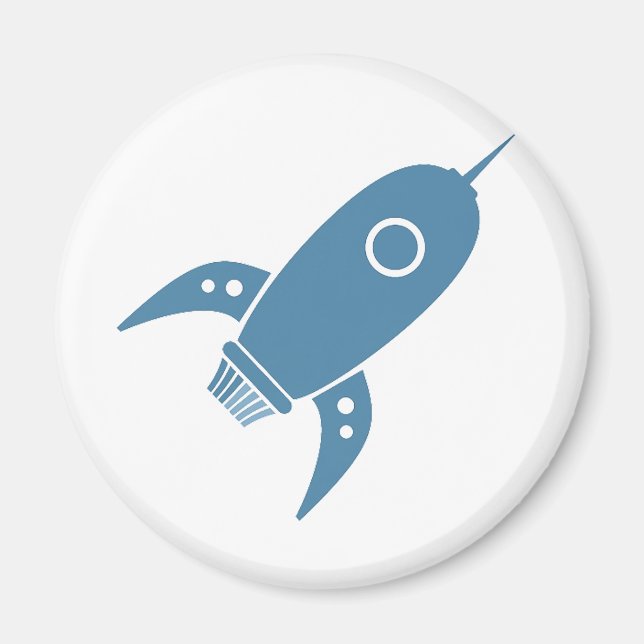 Imã Fat Retro Rocket Ship Blue (Frente)