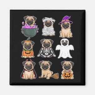 Imã Fatia de Bolo de Halloween Pug Fantasma Assustador