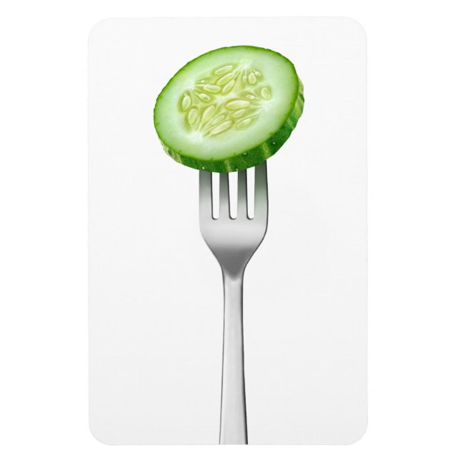 Ímã Fatia de pepino em um garfo (Vertical)