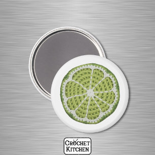 Imã Fatia Mínima de Limão de Crochet Verde Moderno