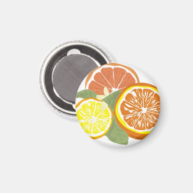 Imã Fatias Frescas de Citrinos Laranja Limão (Front/Back)