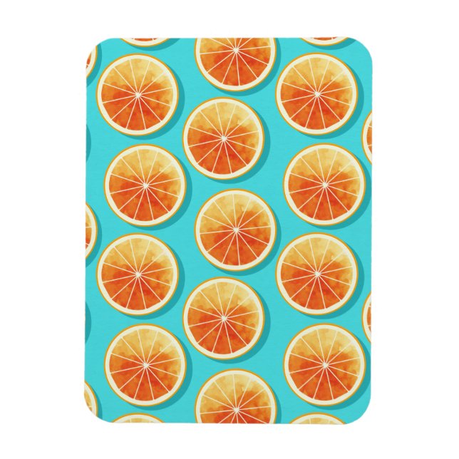 Ímã Fatias Laranja no Azul (Vertical)