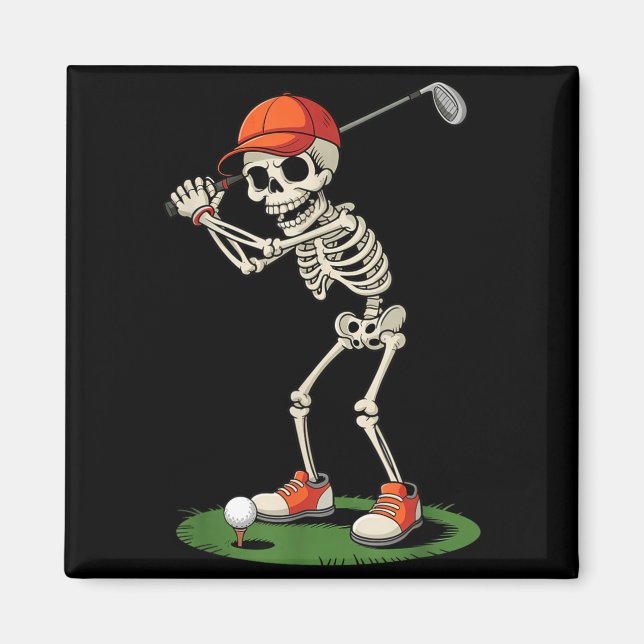 Imã Fato de Golfe Esqueleto de Halloween Engraçado par (Frente)