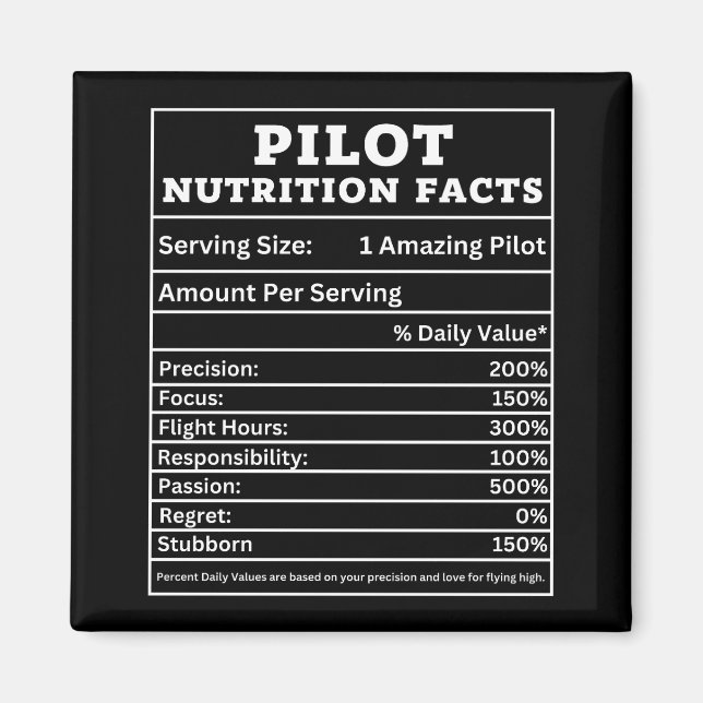 Imã Fatos Nutricionais do Piloto – Design de Presente  (Frente)