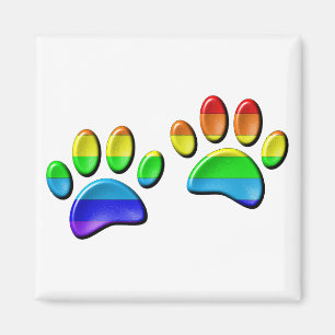 Imã Faux 3D Rainbow Dog Paw Prints