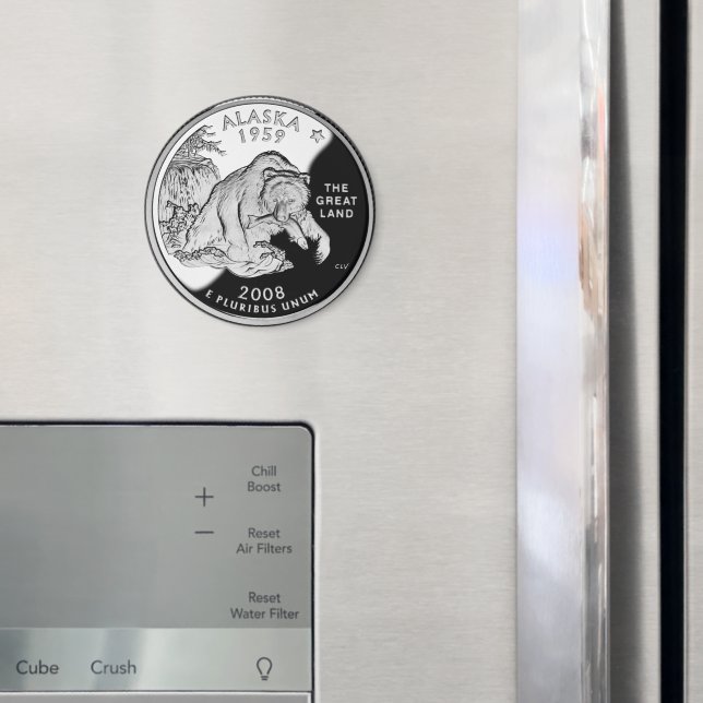 Imã Faux Alaska State Quarter The Excelente Land Grizz (In Situ (Fridge))
