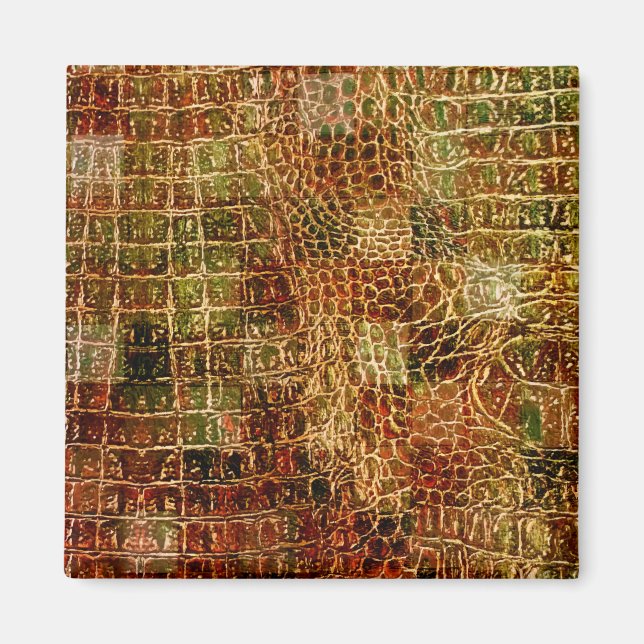 Imã Faux Alligator Animal Pele Couro Vermelho Castanho (Frente)