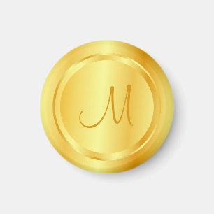 Imã Faux Dourado Monograma Elegante
