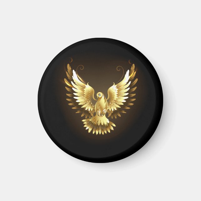 Imã Faux Gold Foil Peace Dove em Preto (Frente)