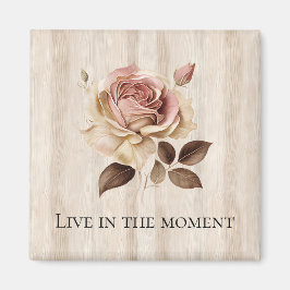 Imã Faux Rustic Cream Pink Rose Wood