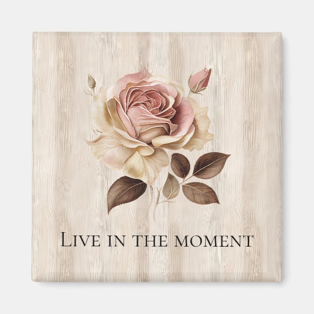 Imã Faux Rustic Cream Pink Rose Wood (Frente)