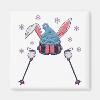 Imã Faux yarn skiing rabbit winter humor