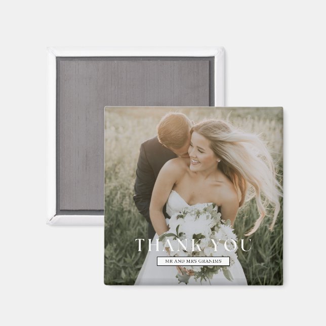 Imã Favor de Agradecimento de Casamento com Foto Elega (Front/Back)