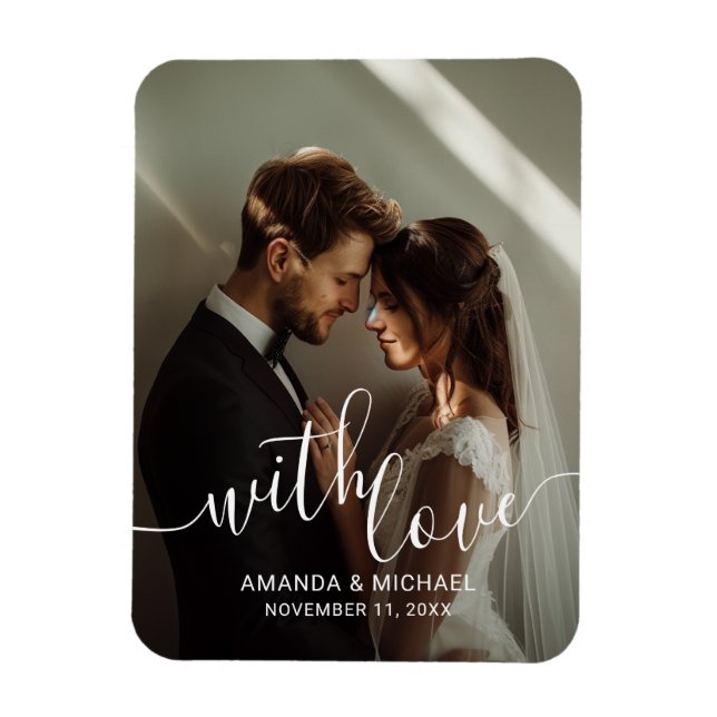 Ímã Favor de casamento com foto personalizada 'Com Amo (Vertical)