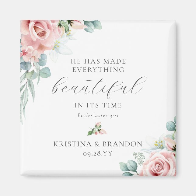 Imã Favor de Casamento Cristão Versículo da Bíblia (Frente)