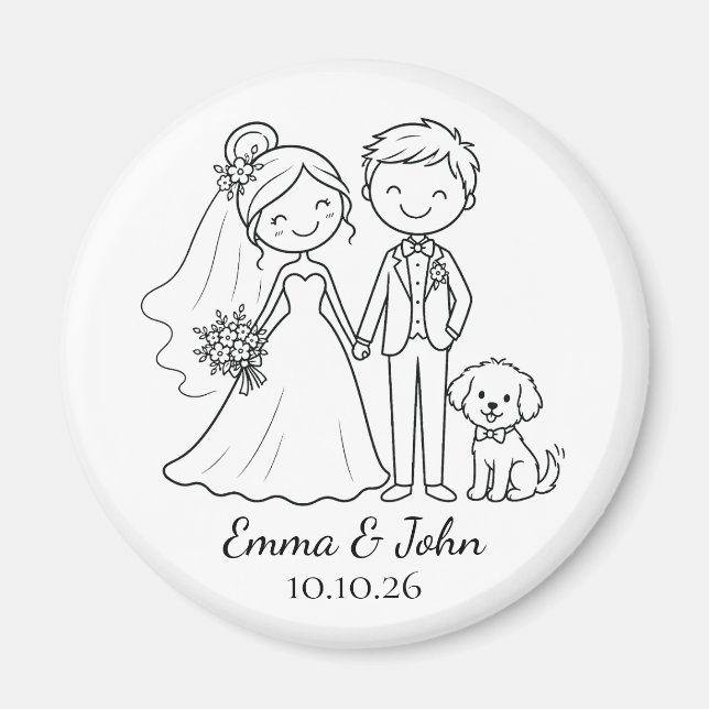 Imã Favor de casamento de cachorro caprichoso fofo (Frente)