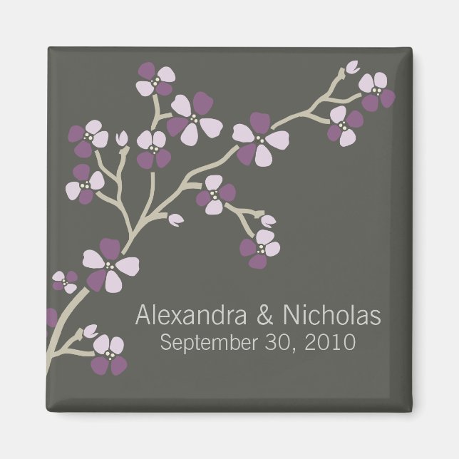 Imã Favor de Casamento de Cherry Blossom Designer (ame (Frente)