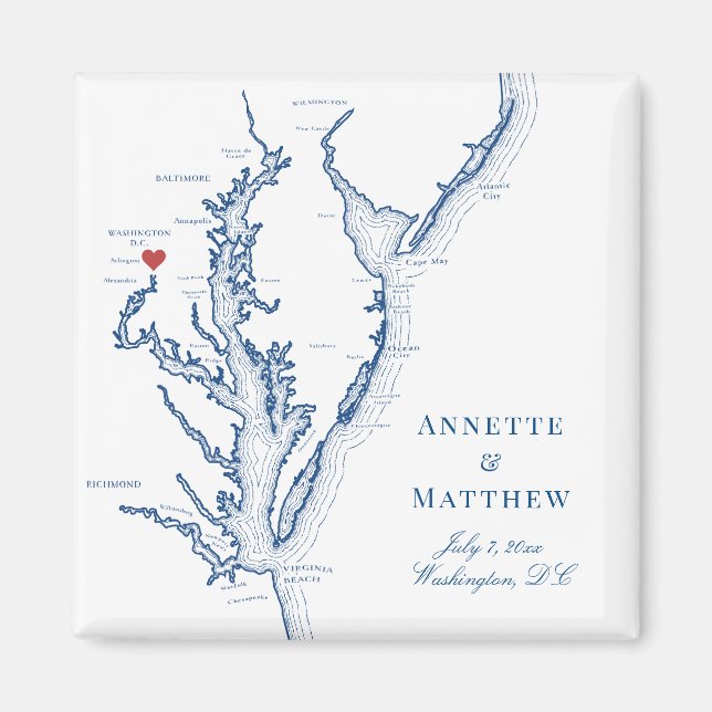 Imã Favor de Casamento de Destino de Washington DC (Frente)