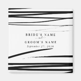 Imã Favor de Casamento do Abstrato Branco Negro Modern