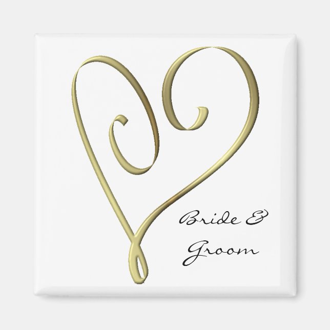 Imã Favor de Casamento Dourado Estilizado de KRW (Frente)