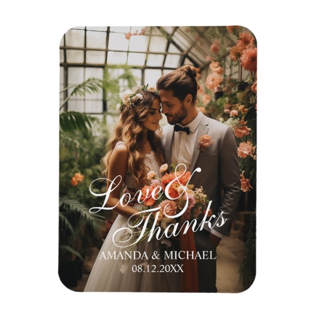 Ímã Favor de casamento personalizado com foto 'Amor &  (Vertical)