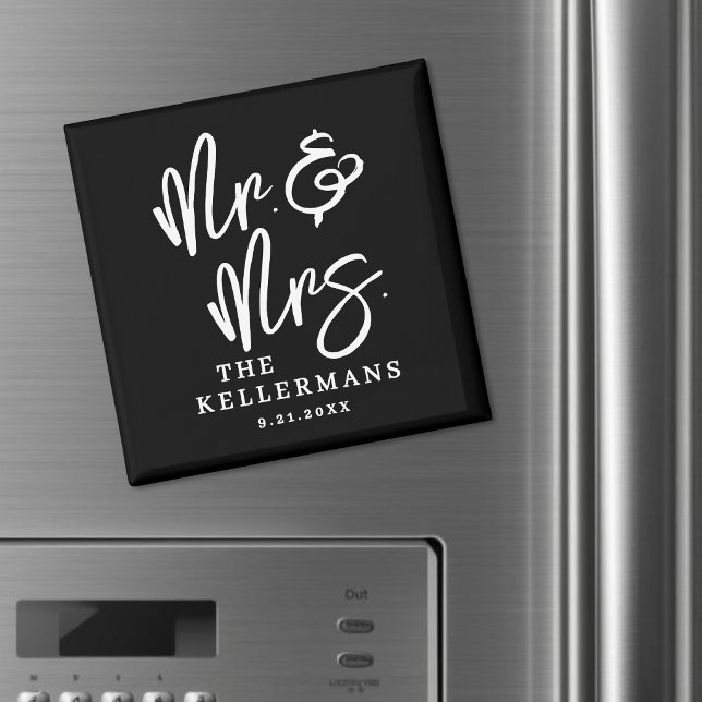 Imã Favor de Casamento Preto Personalizado (Personalized Black Wedding Favor Magnet )