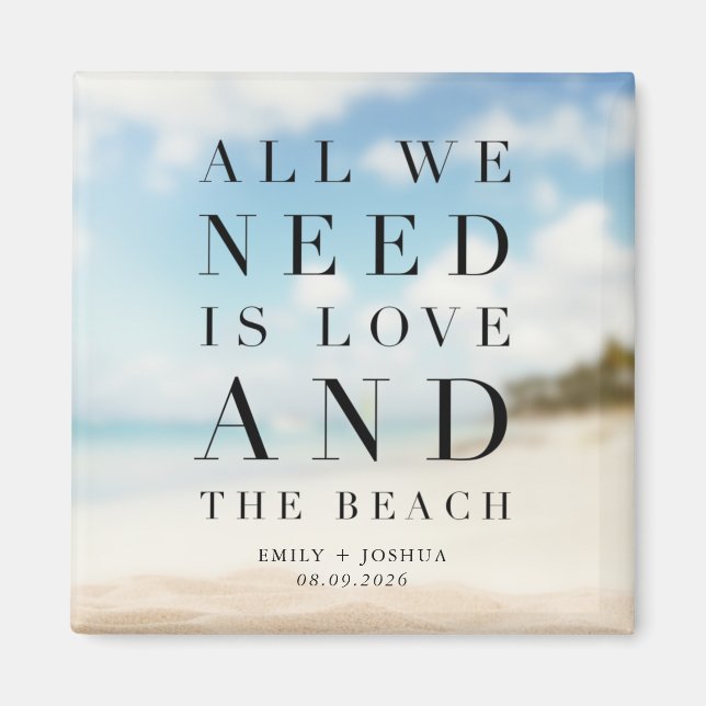 Imã Favor de Casamento Simples na Praia (Frente)