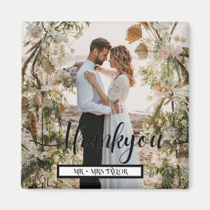 Imã Favor de Foto de Casamento Obrigado com Letra Mode