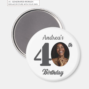 Imã Favor de Foto de Festa de Aniversário de 40 Anos O