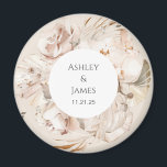 Imã Favor de íman de casamento do jardim floral de cas<br><div class="desc">Magneta de casamento de jardim floral personalizado bege</div>
