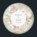 Imã Favor de íman de casamento do jardim floral de cas<br><div class="desc">Magneta de casamento de jardim floral personalizado bege</div>