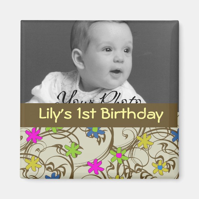 Imã Favor do Bebê Flor Divertido (Frente)