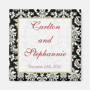 Imã Favor do ímã Casamento tema damasco preto/branco