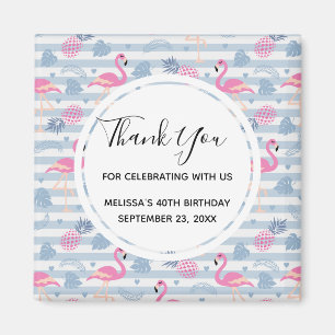 Imã Favor do Padrão de Flamingo e Abacaxi Whimsical