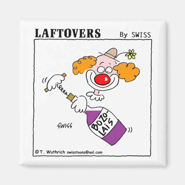 Imã Favor do Provando de Vinho do Funny Cartoon (Frente)