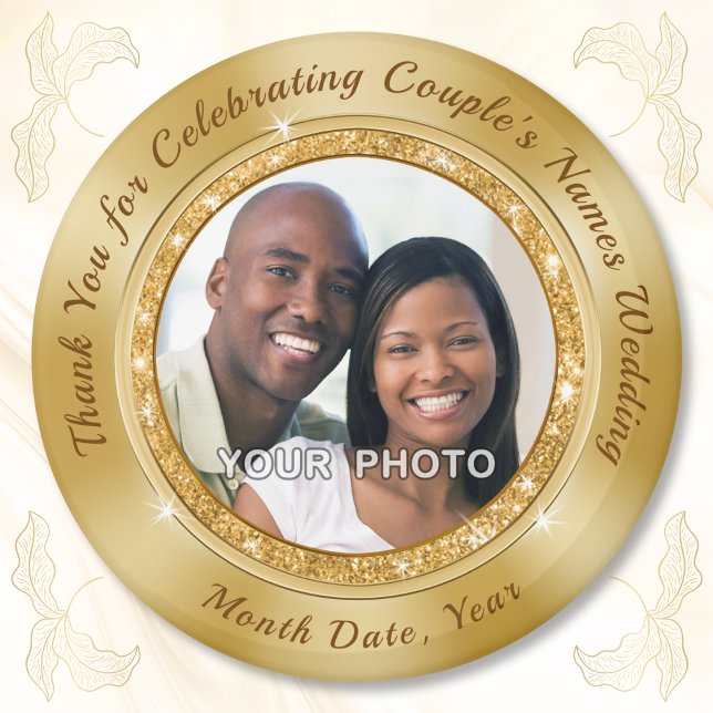 Imã Favoritos De Casamento ouro. O Casamento De Magnet (Wedding favors for guests in bulk. Gold wedding favors. Photo wedding favors. Gold wedding party.)